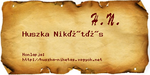 Huszka Nikétás névjegykártya